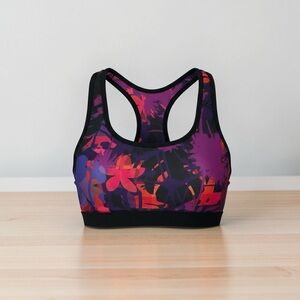 Danskin Floral Racerback Sports Bra — Purple & Red